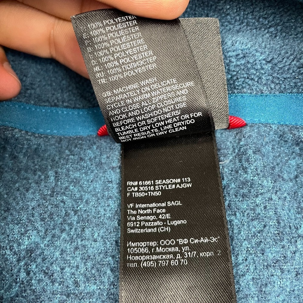 The North Face Polartec Classic Fleece Jacket Men's XL Blue Quarter Zip Pullover - Picture 8 of 14
